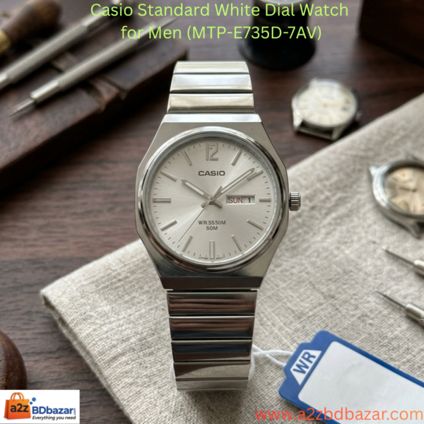 Casio Standard White Dial Watch for Men (MTP-E735D-7AV)