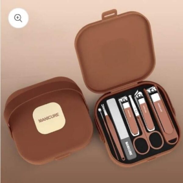 Manicure set product collection with nail care tools for personal grooming