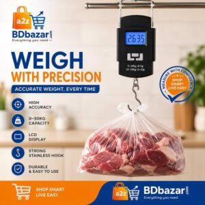 Portable hanging kitchen scale for measuring food weight with precision, compact digital weighing tool for home and travel use