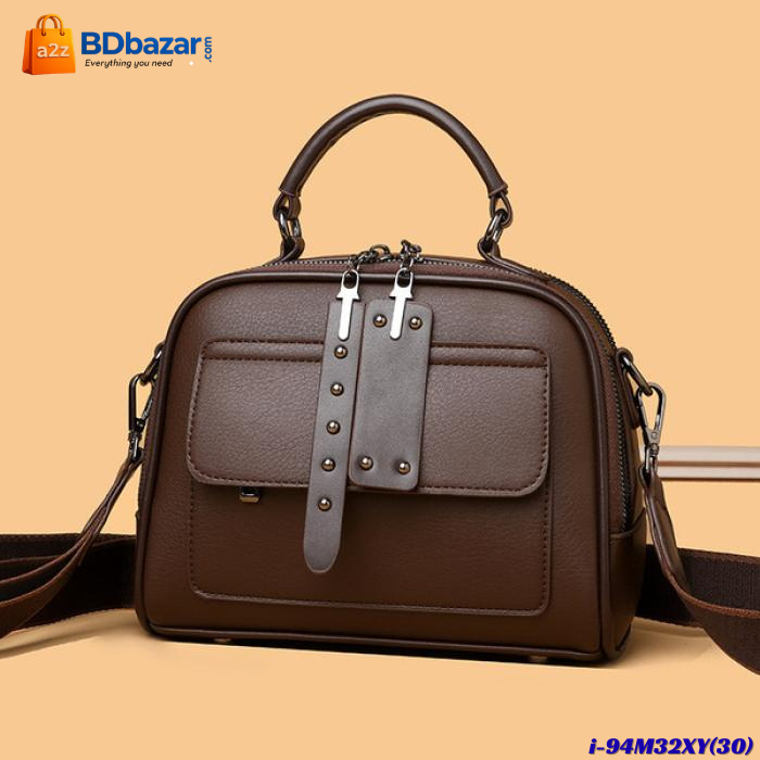 High end ladies' handbag multi-layer large capacity commuting Brown bag